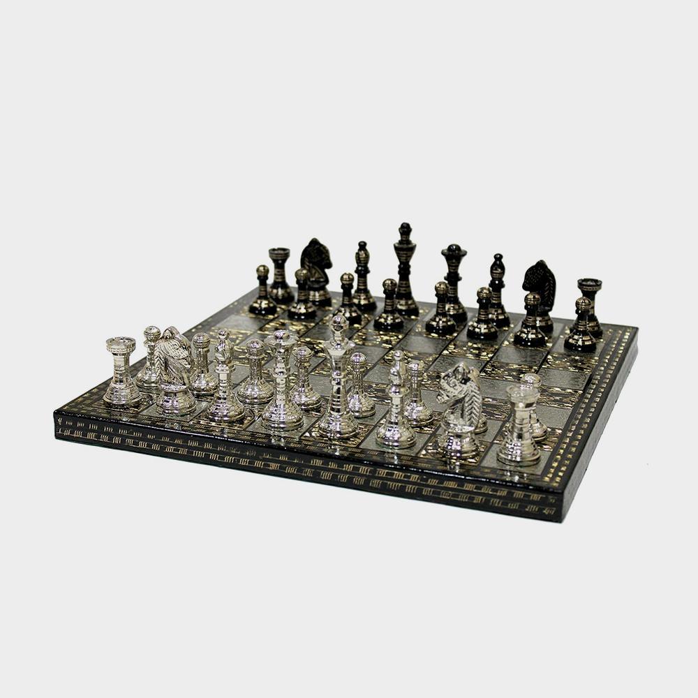 ست تخته بازی شطرنج تخته برنجی کلکسیونی برند استون کرافت با سکه های شطرنج 100% قطعات برنجی - تصویر 4